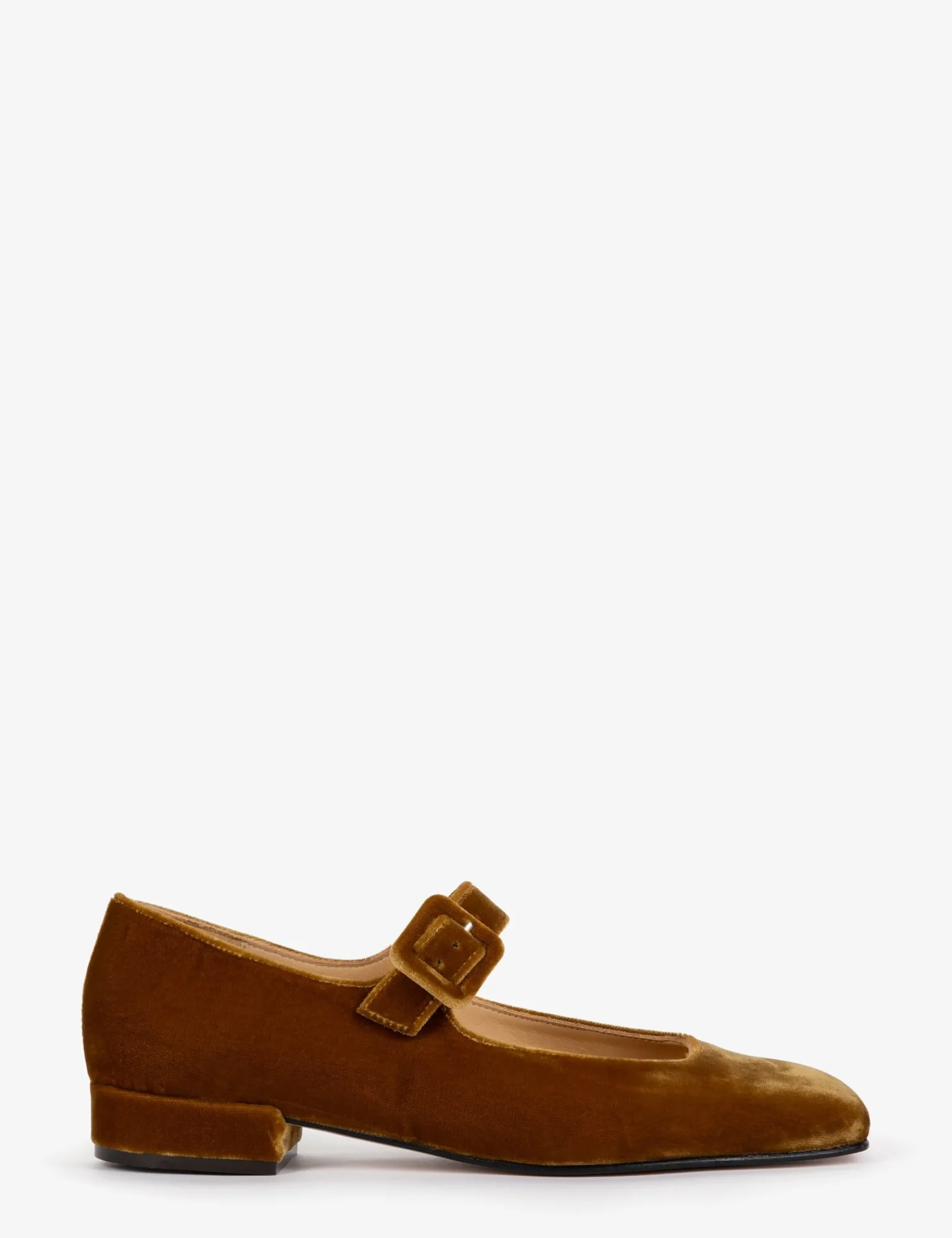 Penelope Chilvers Low Mary Jane Velvet Shoe Saffron Fashion