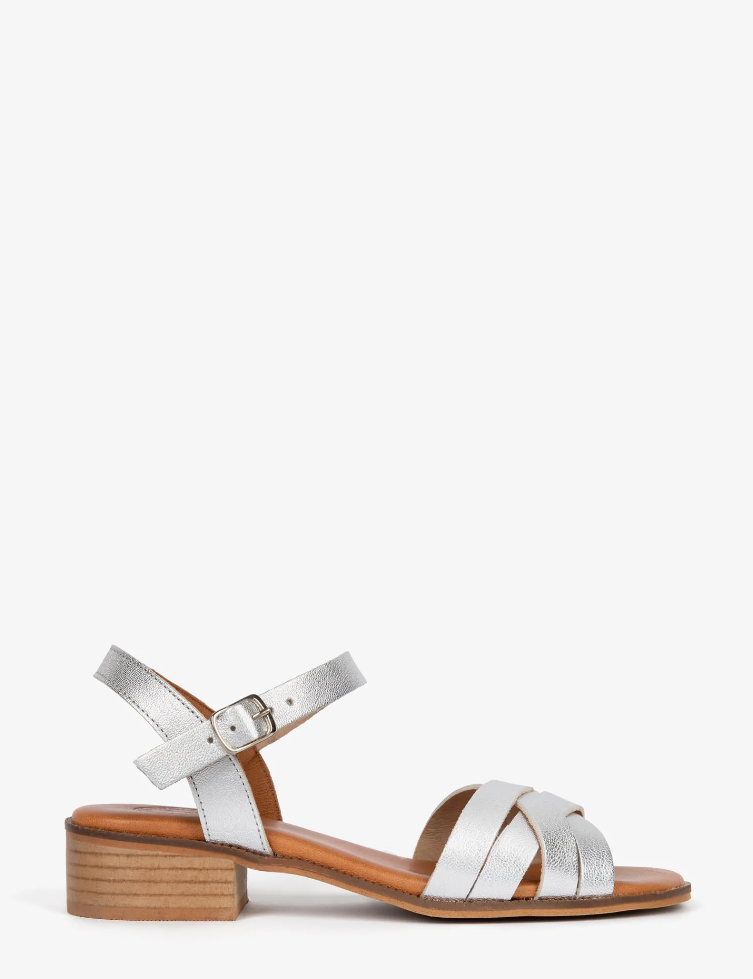 Penelope Chilvers Heeled Shepherdess Metallic Leather Sandal Silver Best