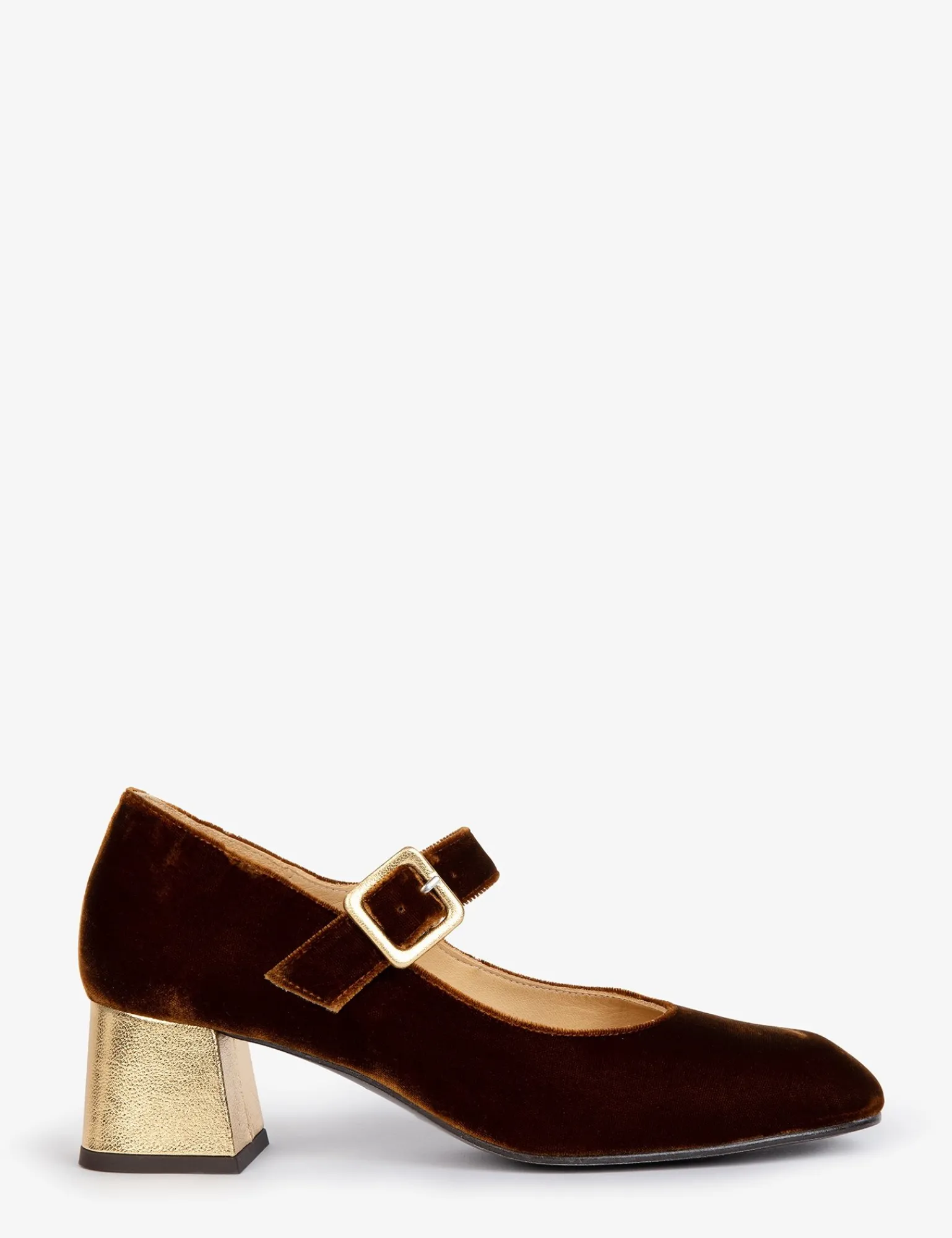 Penelope Chilvers Mid Mary Jane Velvet Shoe Honey/Gold Outlet