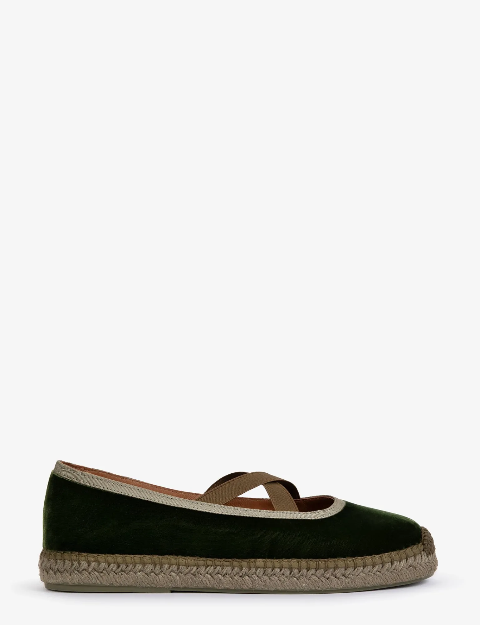 Penelope Chilvers Chico Velvet Espadrille Khaki Hot