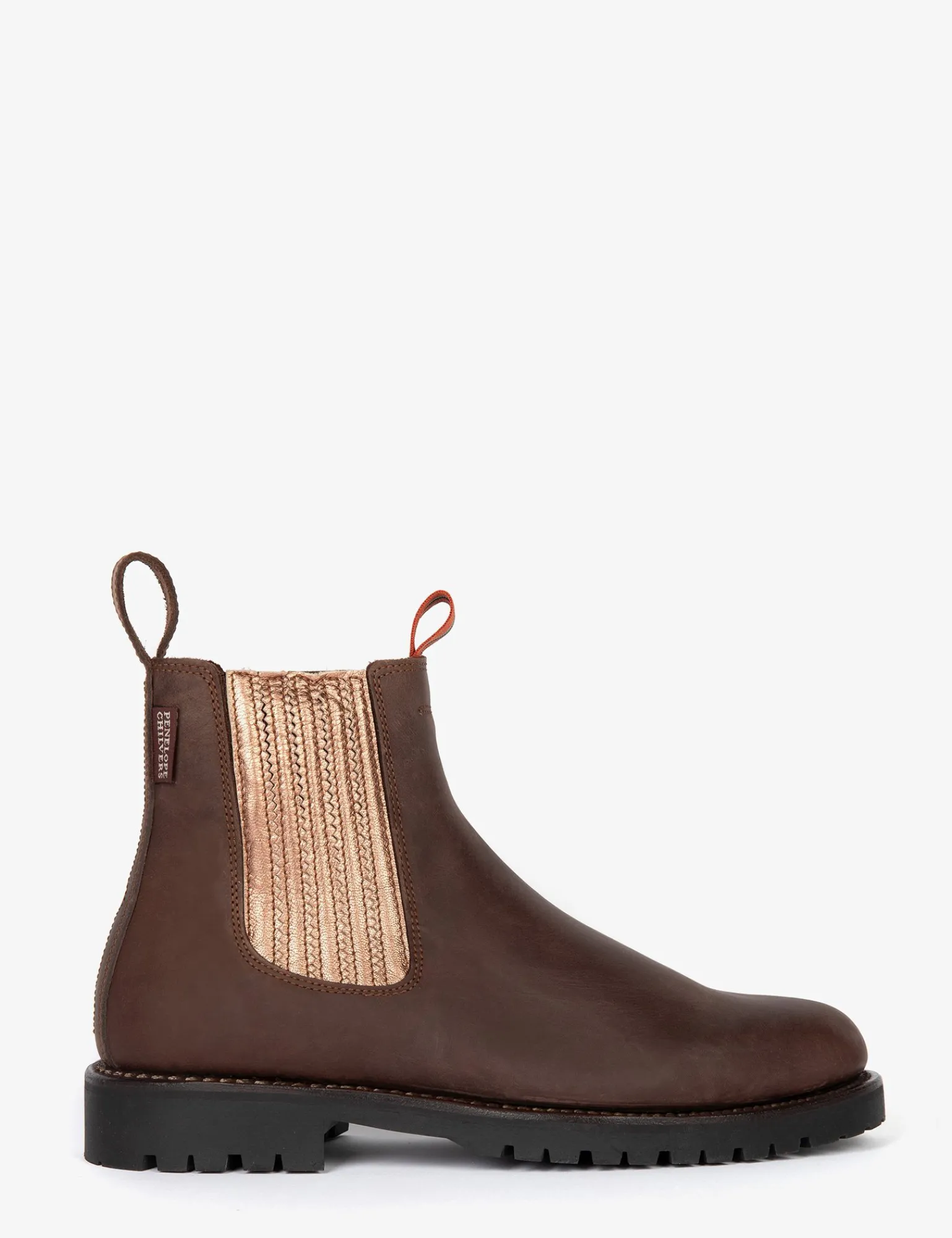 Penelope Chilvers Oscar Leather Boot BitterChocolate/RoseGold Discount