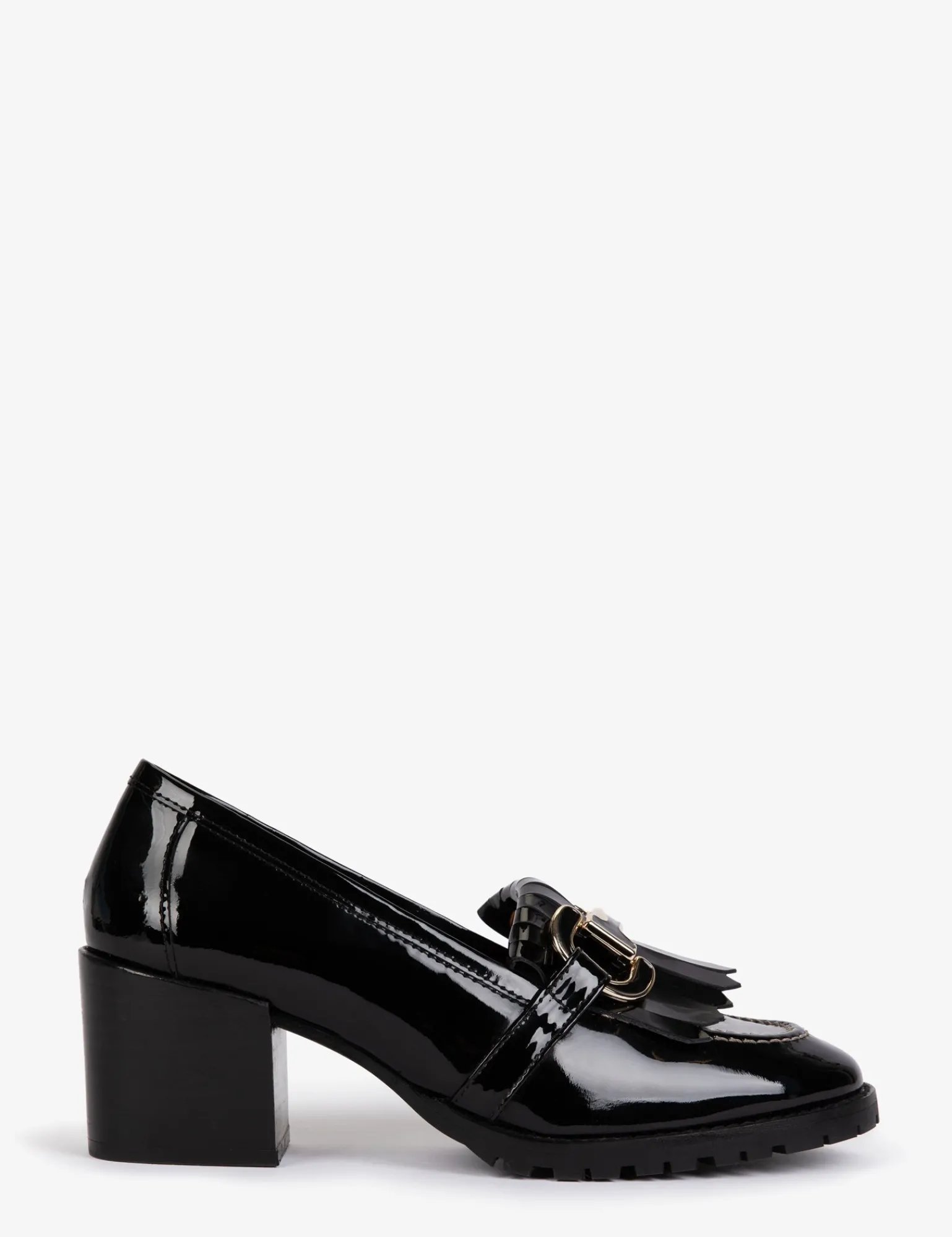 Penelope Chilvers Mid Monti Fringe Patent Loafer Black Hot