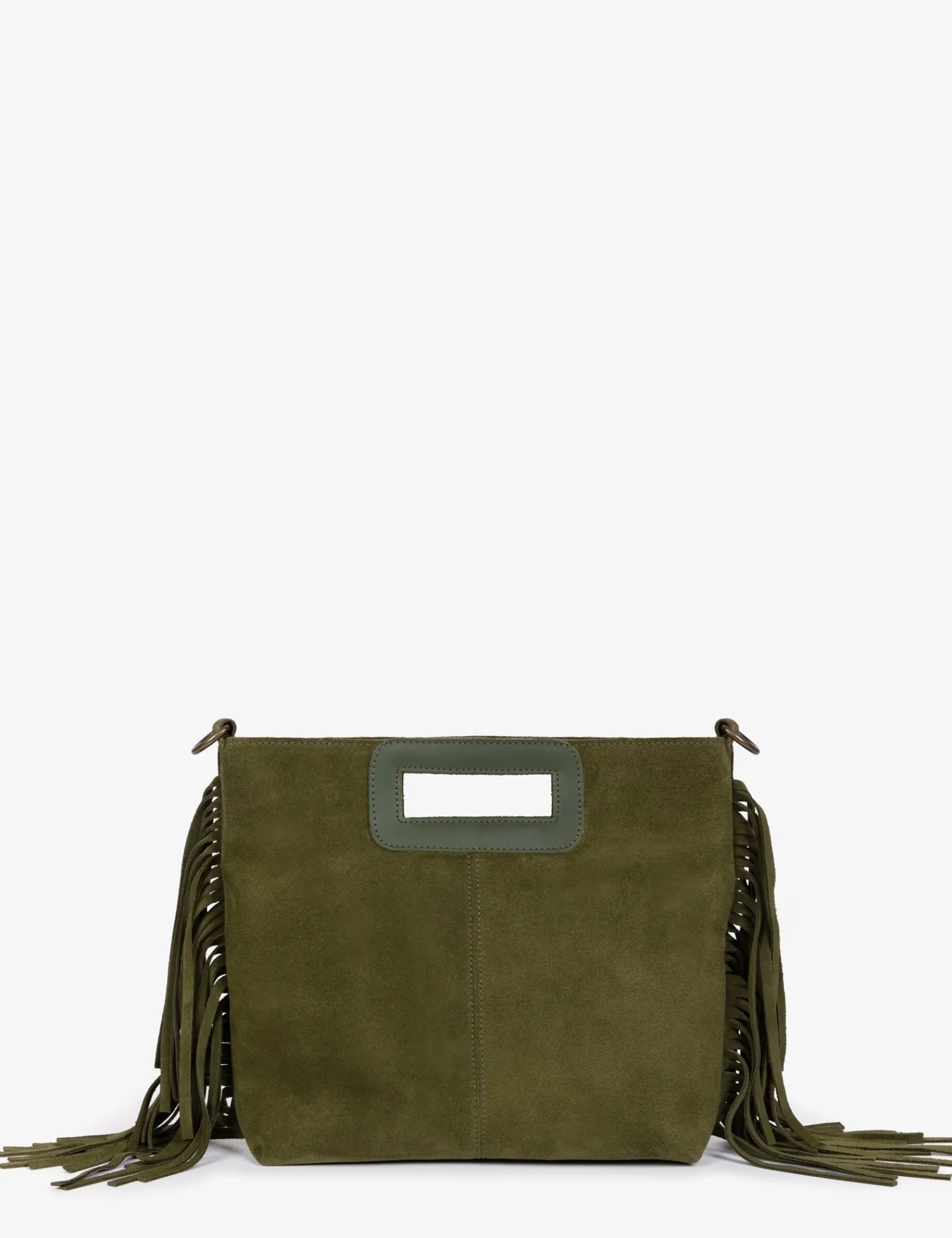 Penelope Chilvers Fringe Handy Suede Bag Khaki Outlet