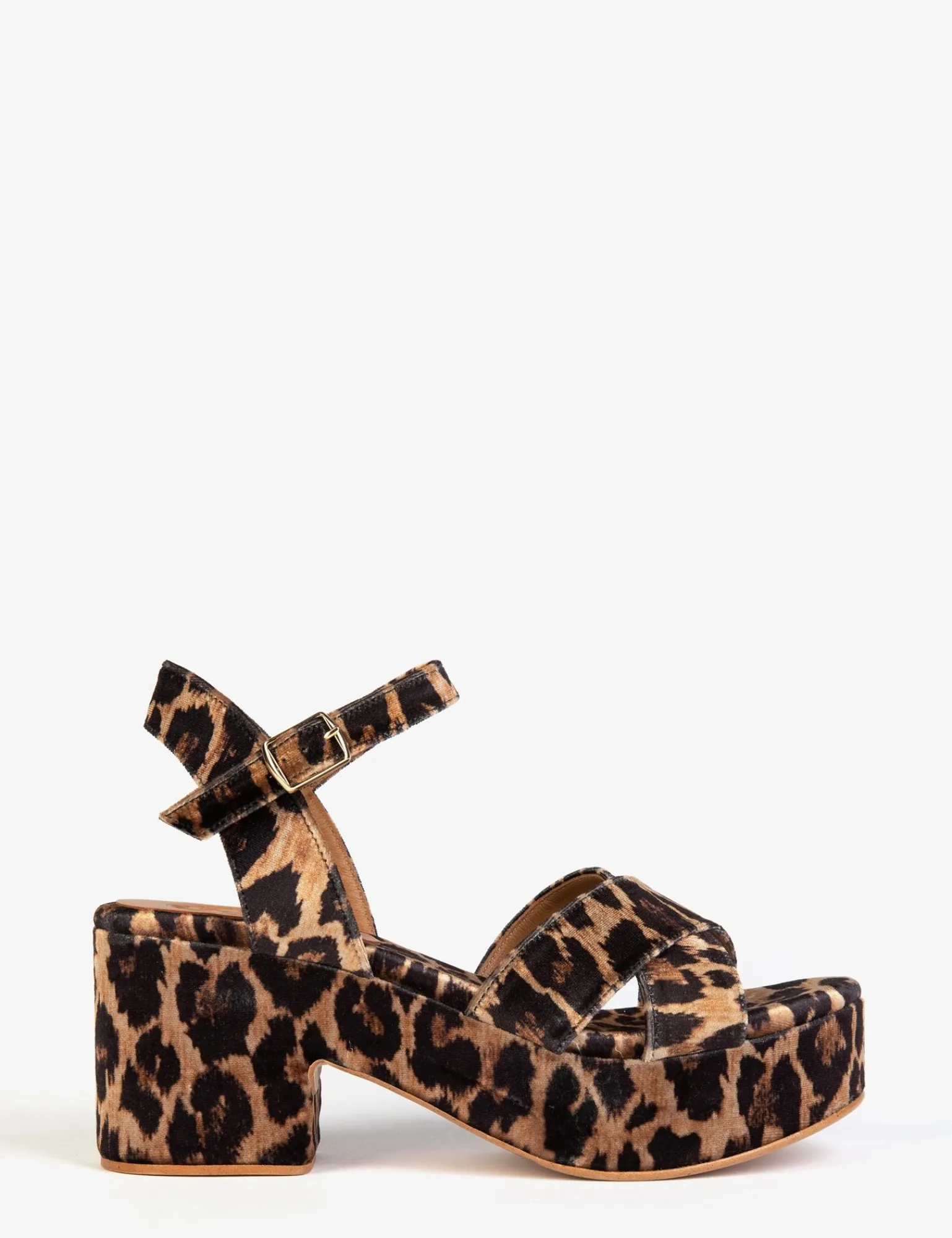 Penelope Chilvers Azalea Leopard Velvet Sandal Brown Hot