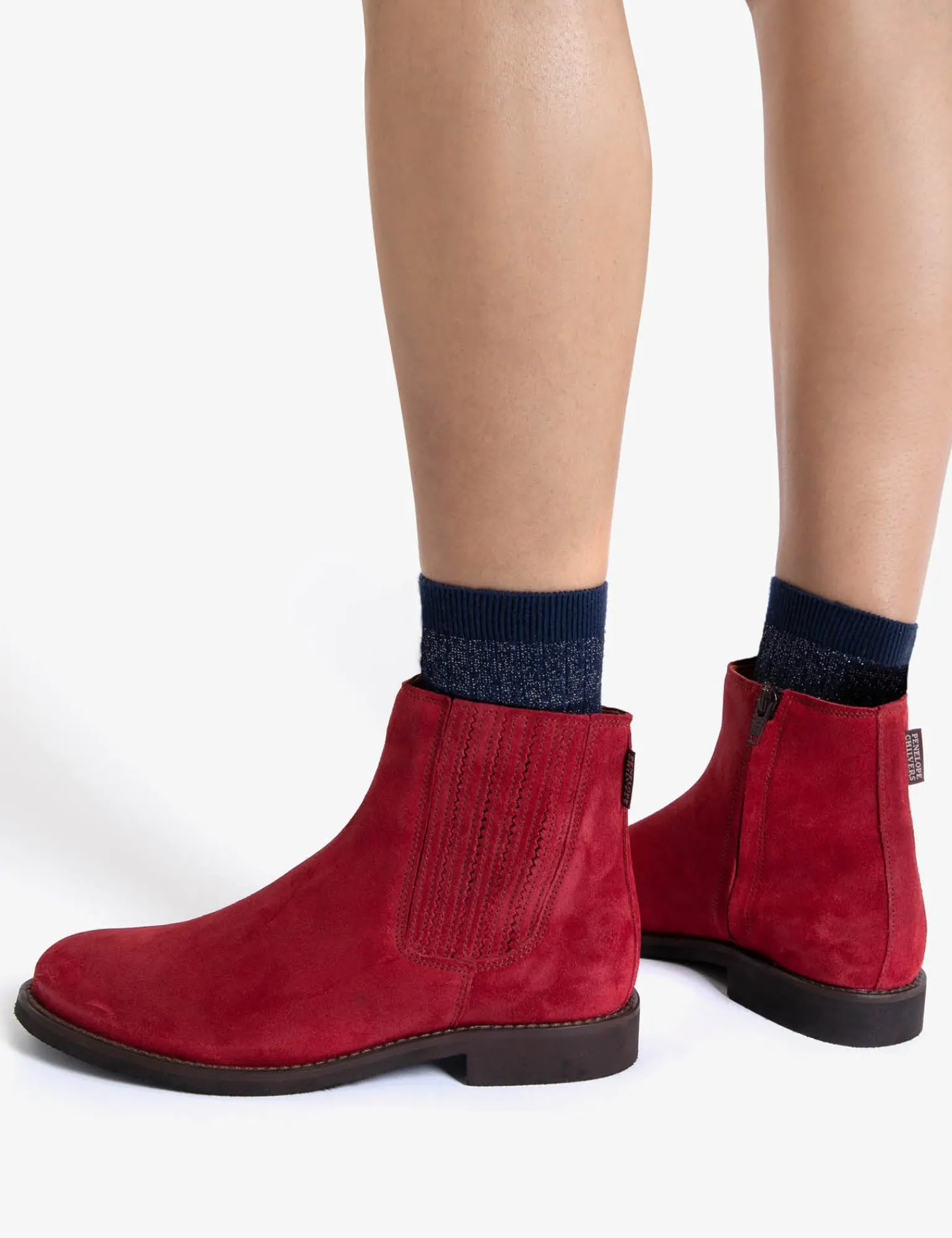 Penelope Chilvers Chelsea Suede Boot Red Fashion