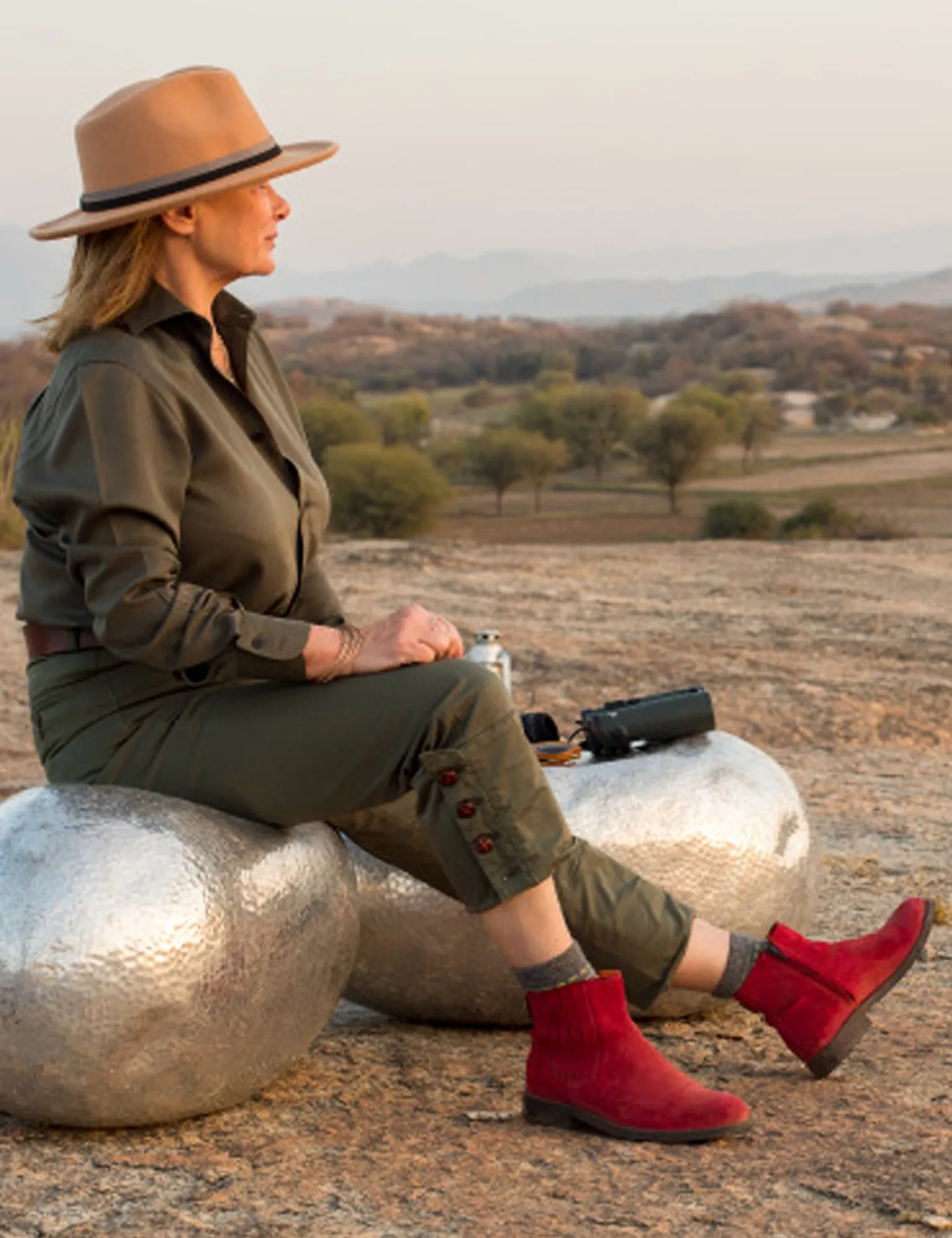 Penelope Chilvers Chelsea Suede Boot Red Fashion