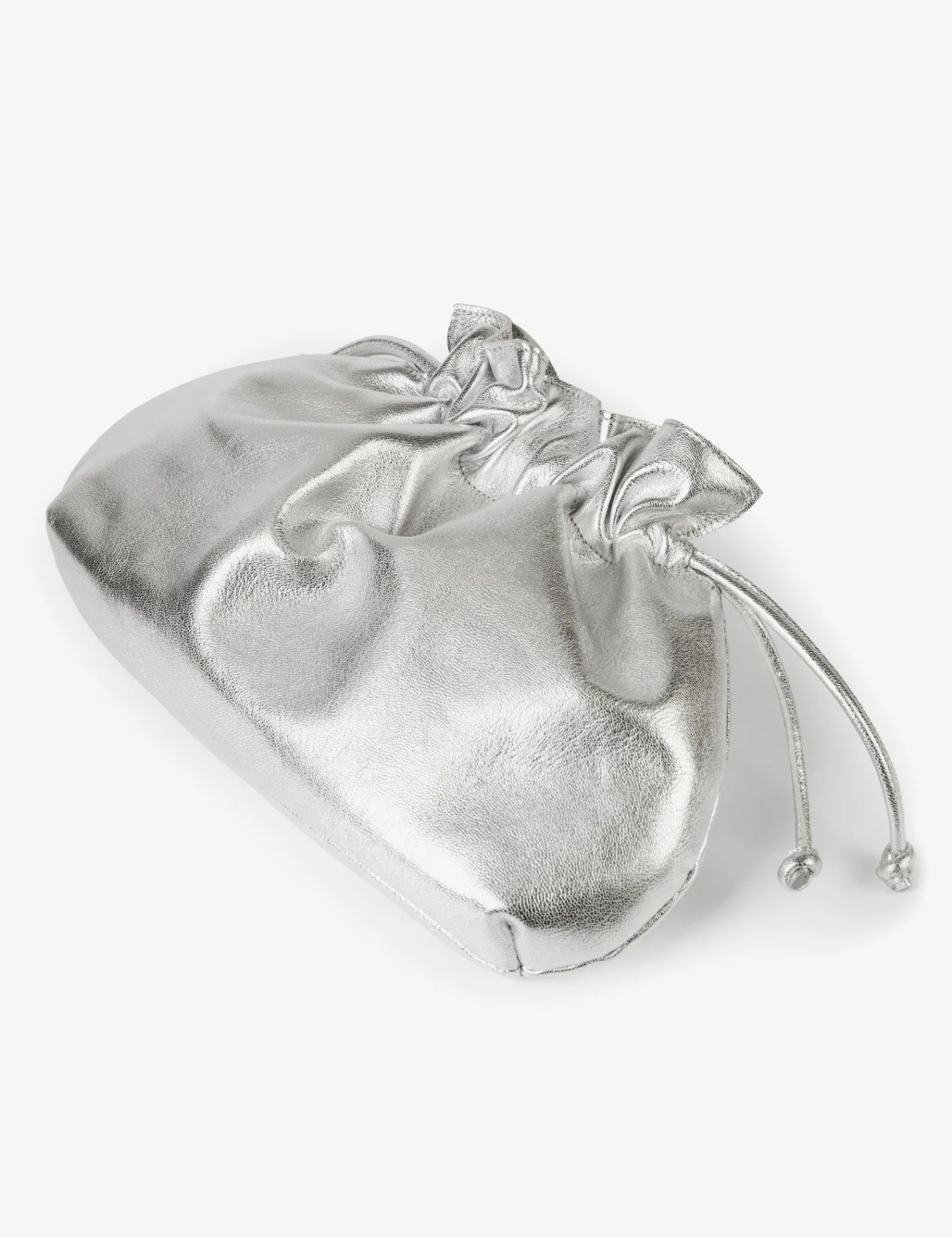 Penelope Chilvers Puffball Leather Clutch Silver New