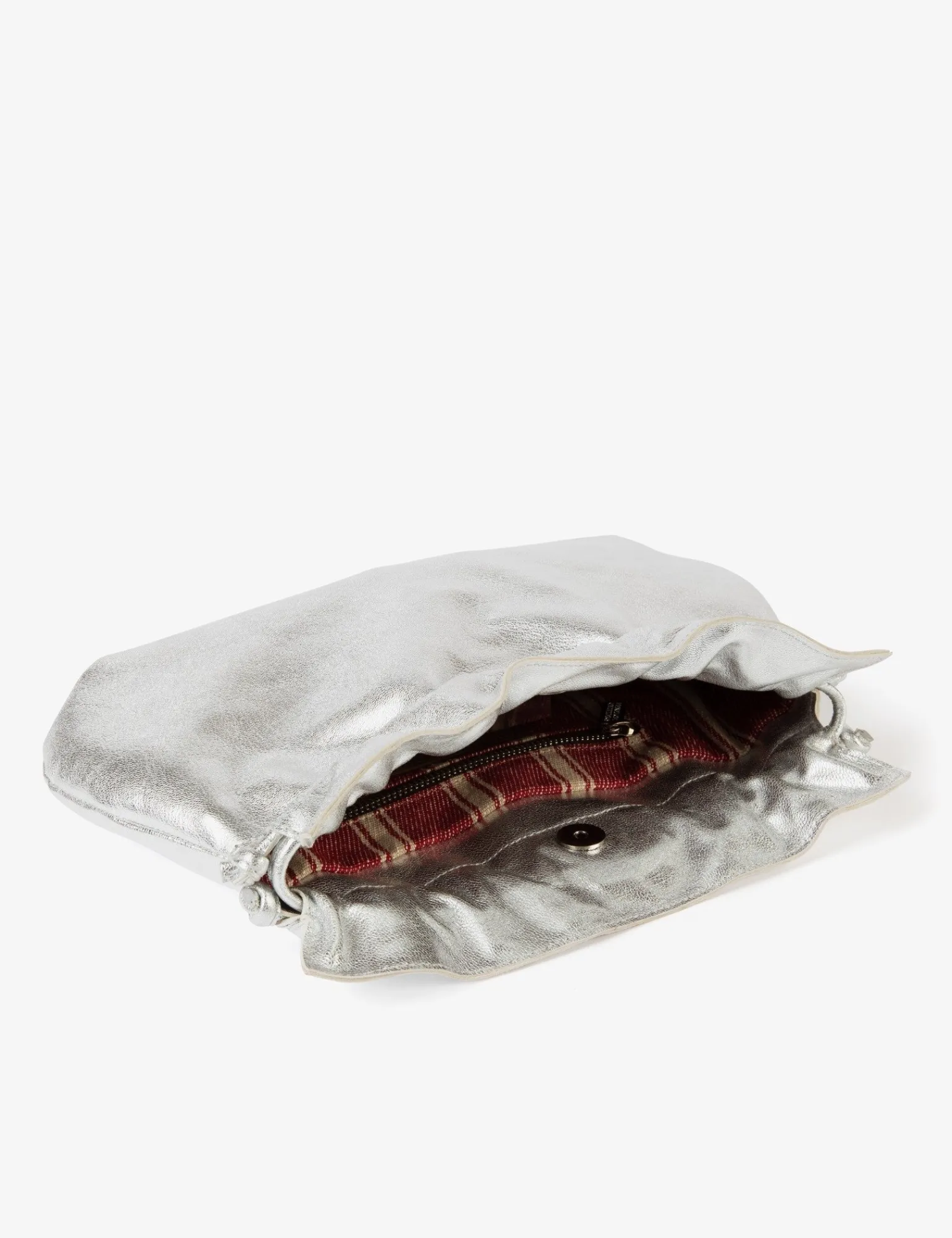 Penelope Chilvers Puffball Leather Clutch Silver New