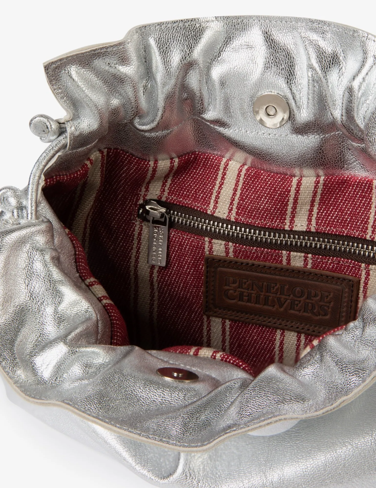 Penelope Chilvers Puffball Leather Clutch Silver New