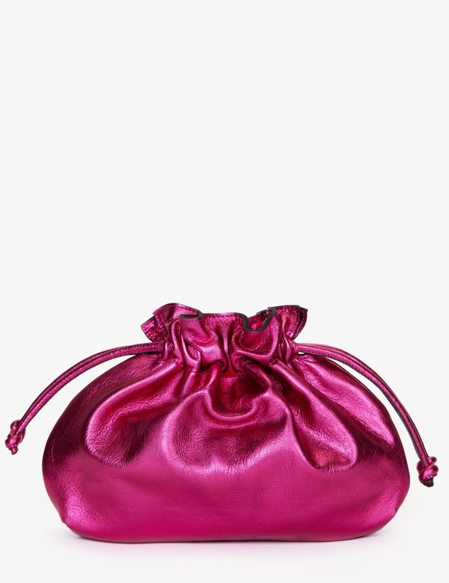 Penelope Chilvers Puffball Leather Clutch ElectricPink Clearance