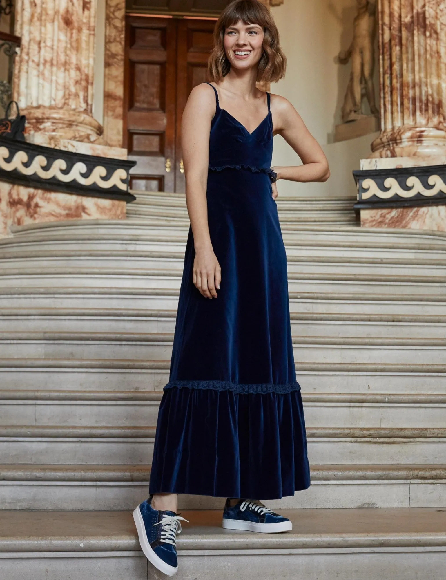 Penelope Chilvers Paradise Velvet/Metallic Trainer Indigo/Ink Clearance