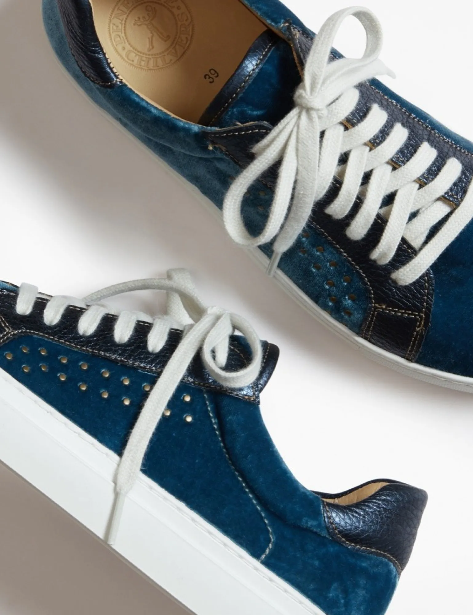Penelope Chilvers Paradise Velvet/Metallic Trainer Indigo/Ink Clearance
