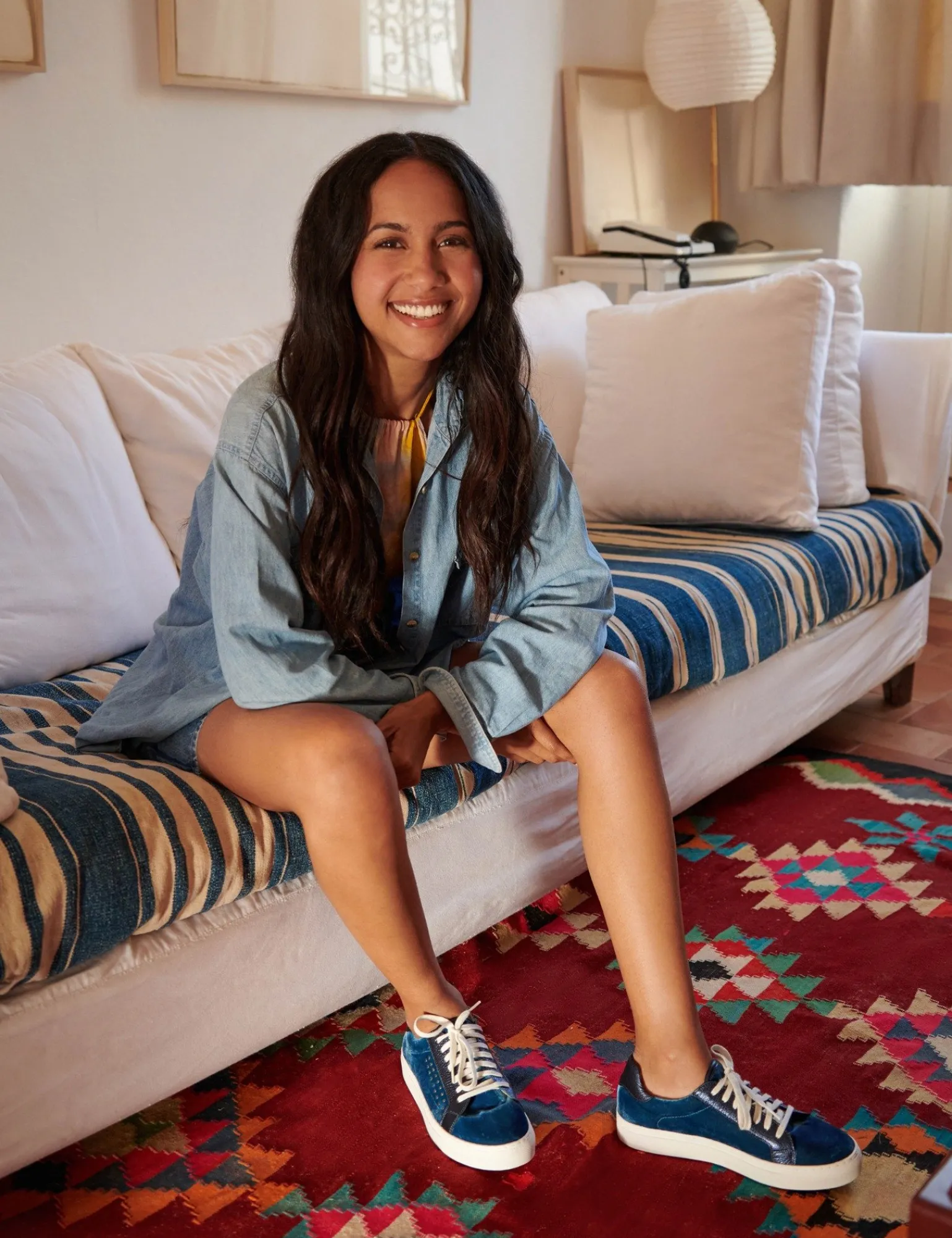 Penelope Chilvers Paradise Velvet/Metallic Trainer Indigo/Ink Clearance