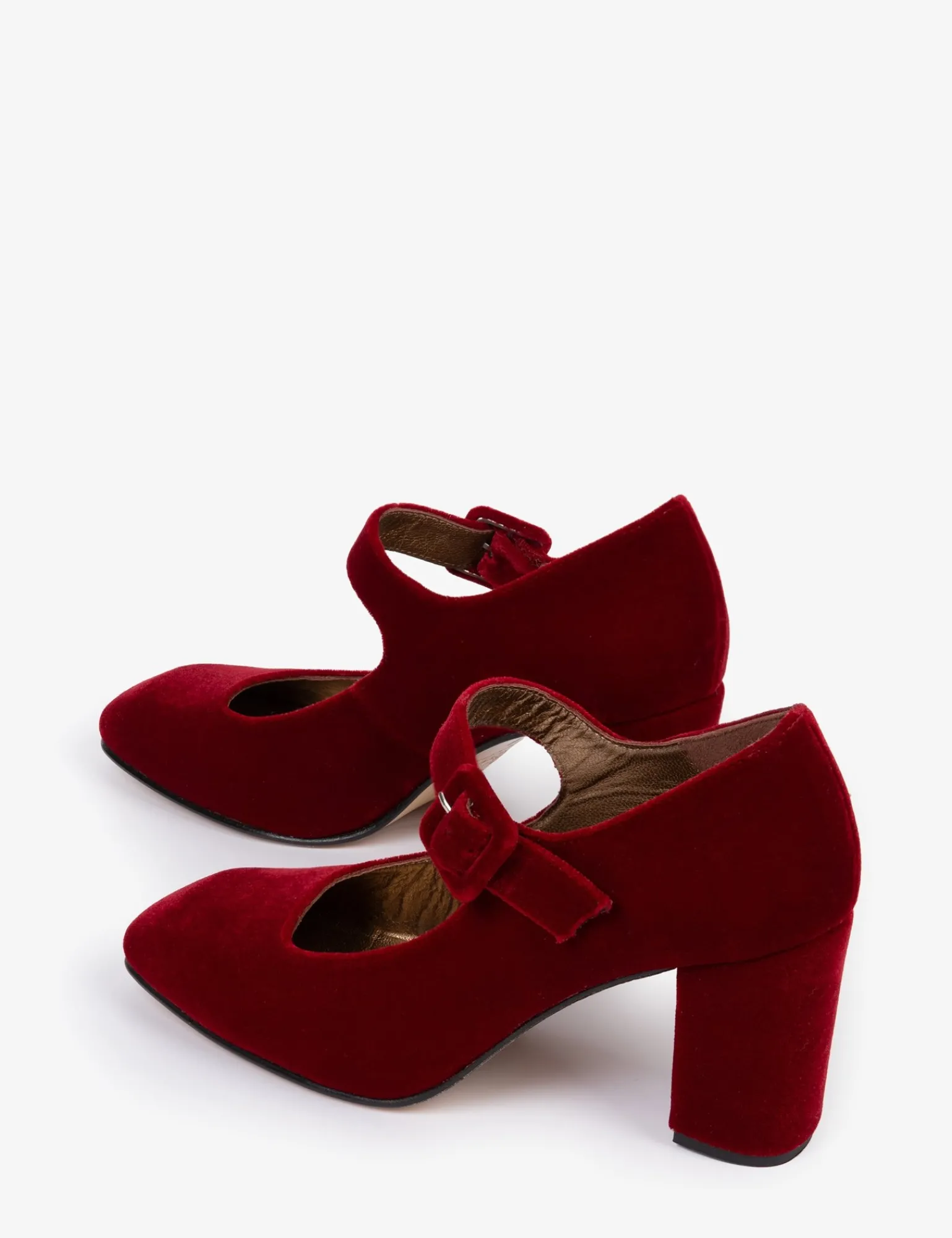 Penelope Chilvers High Mary Jane Velvet Shoe Red Hot