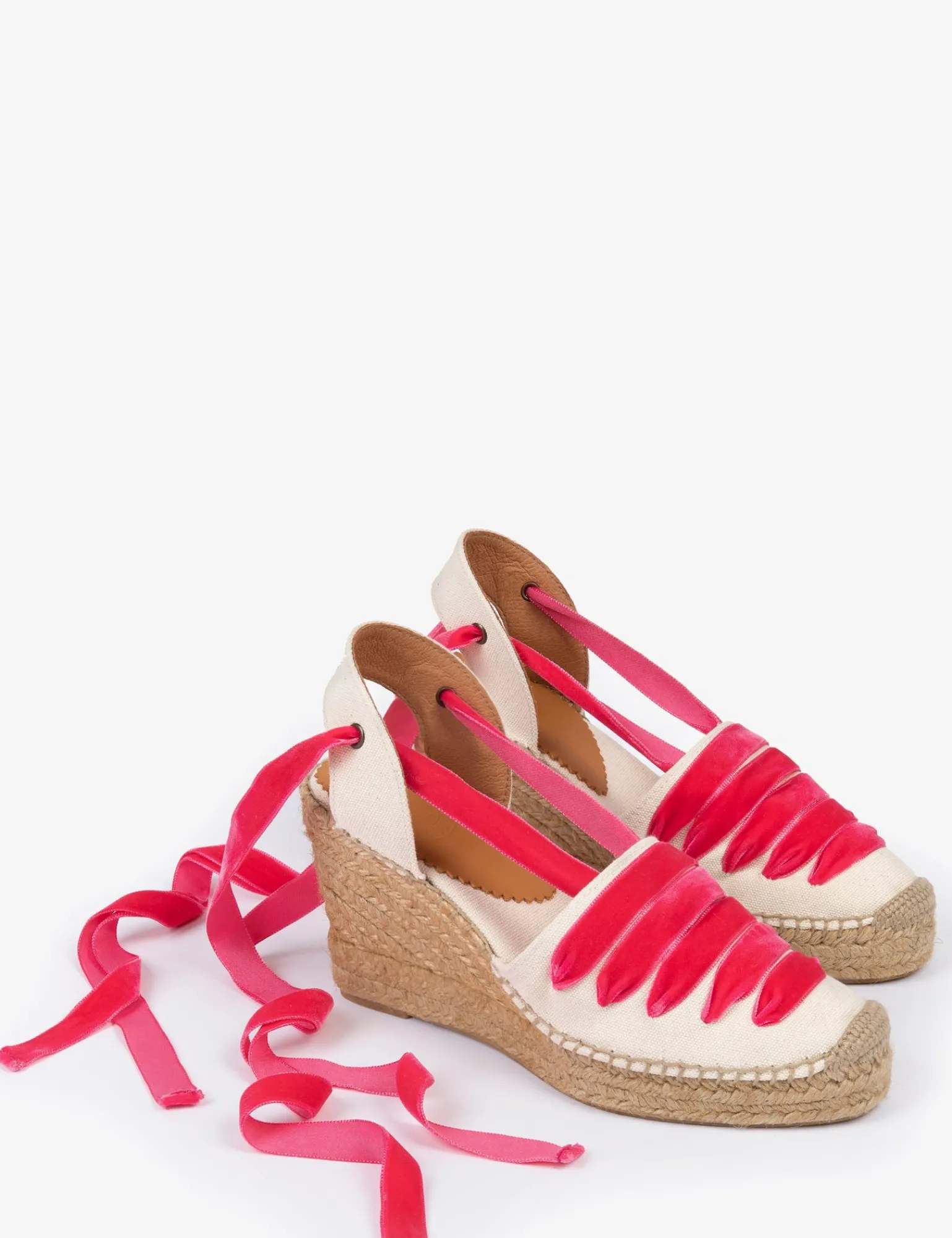 Penelope Chilvers High Sevillana Dali Espadrille Ivory/Fuchsia Discount