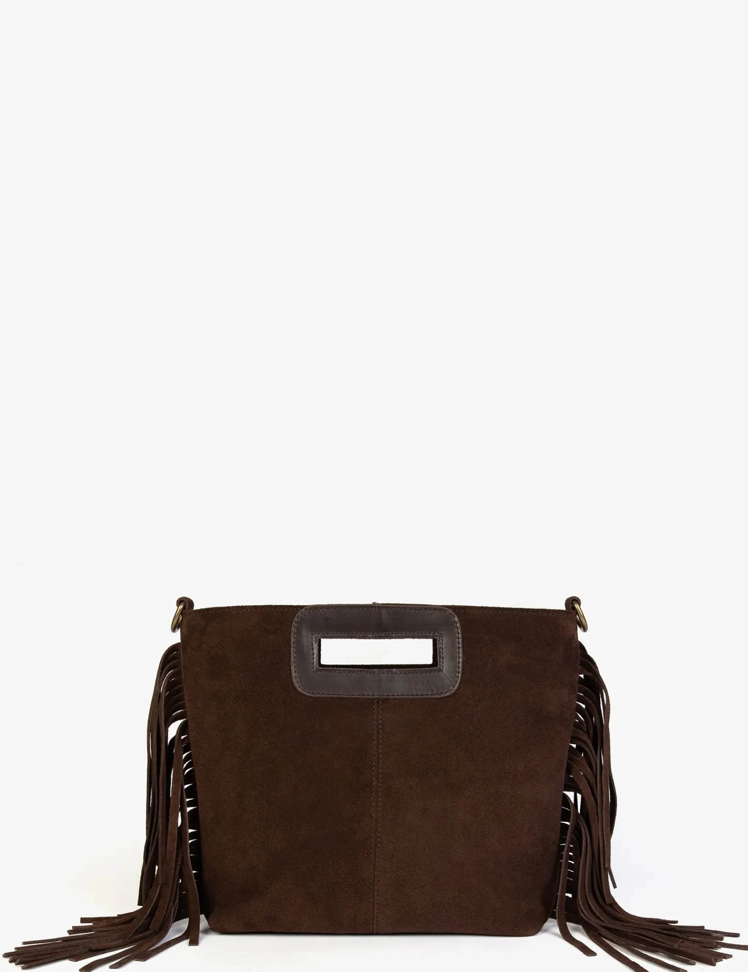 Penelope Chilvers Fringe Handy Suede Bag BitterChocolate Best