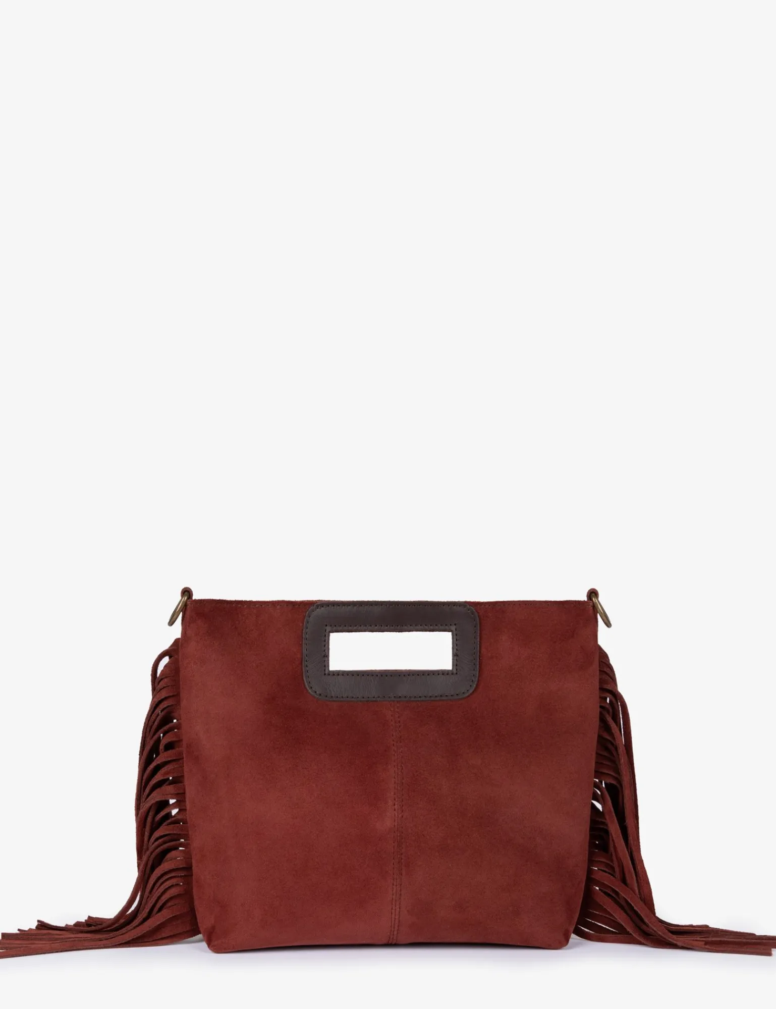 Penelope Chilvers Fringe Handy Suede Bag Russet Best