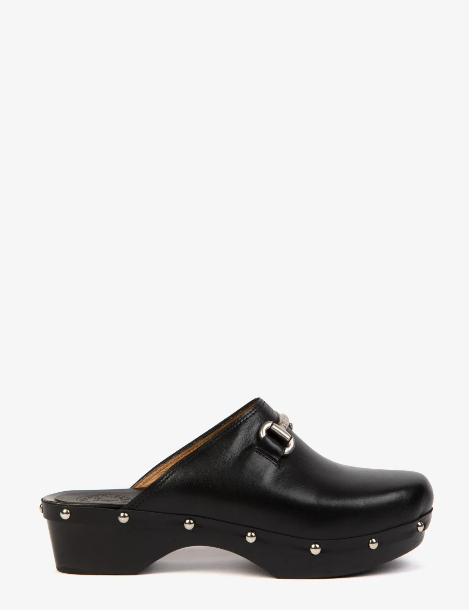 Penelope Chilvers Low Horsebit Leather Clog Black Outlet