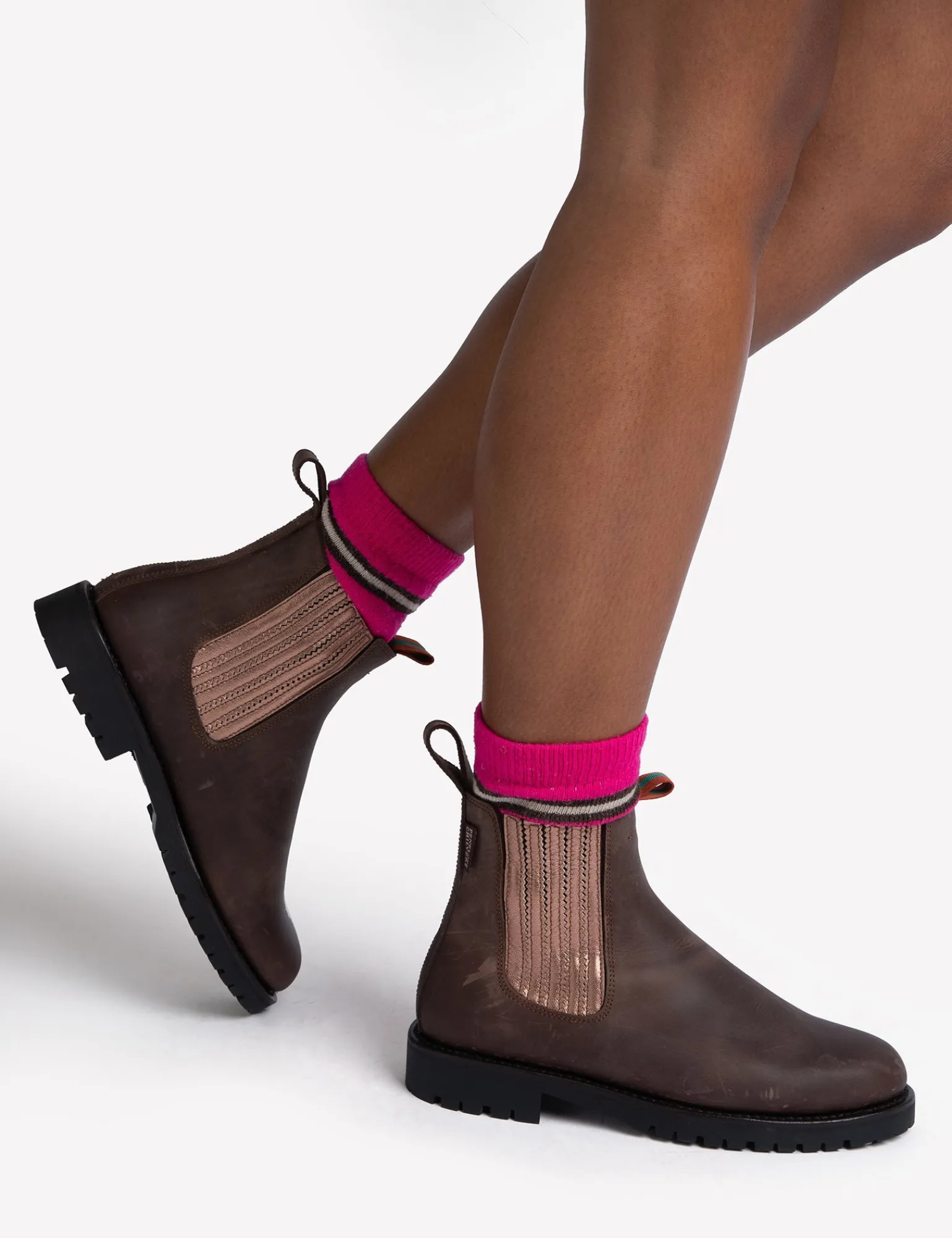 Penelope Chilvers Oscar Leather Boot BitterChocolate/RoseGold Discount