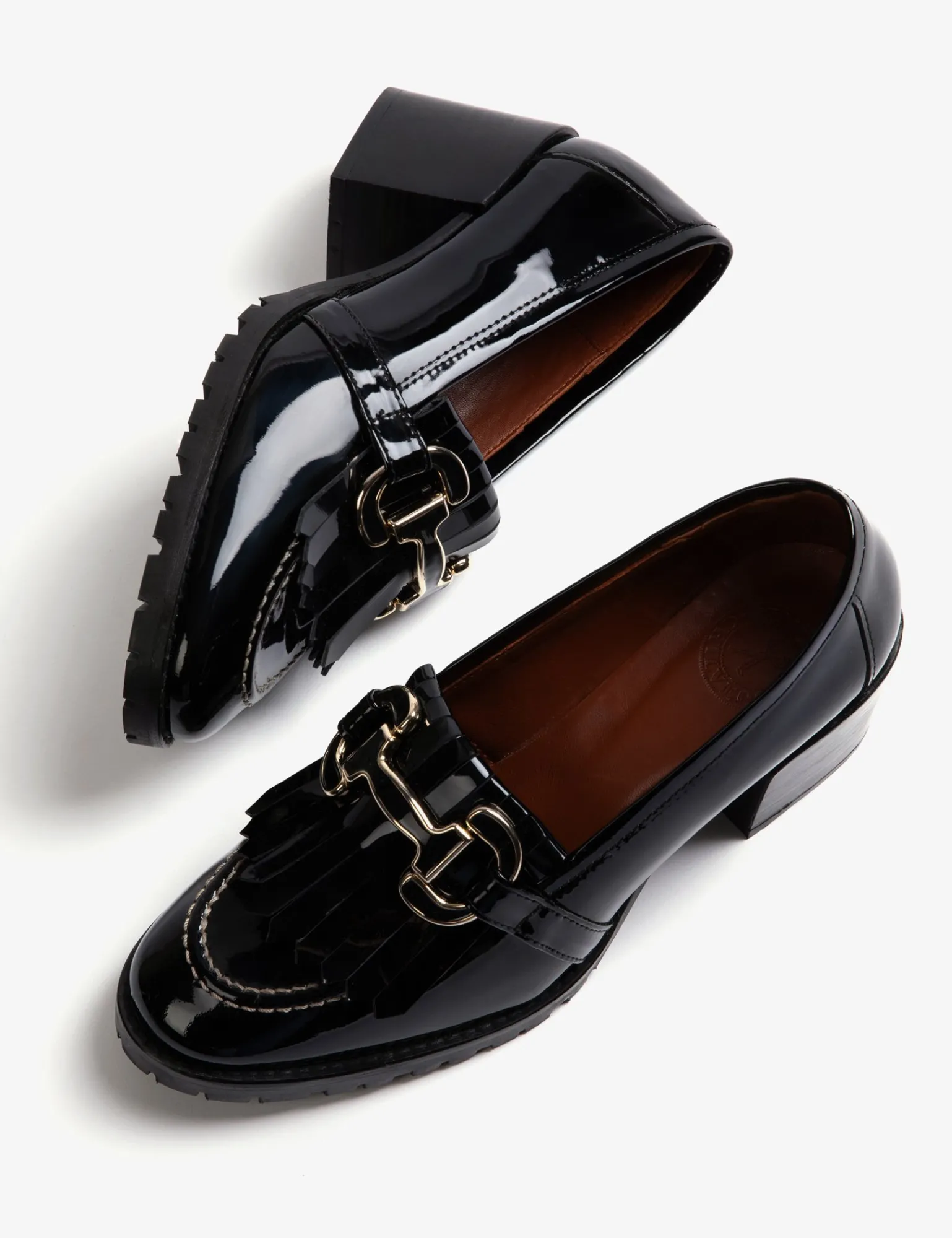 Penelope Chilvers Mid Monti Fringe Patent Loafer Black Hot