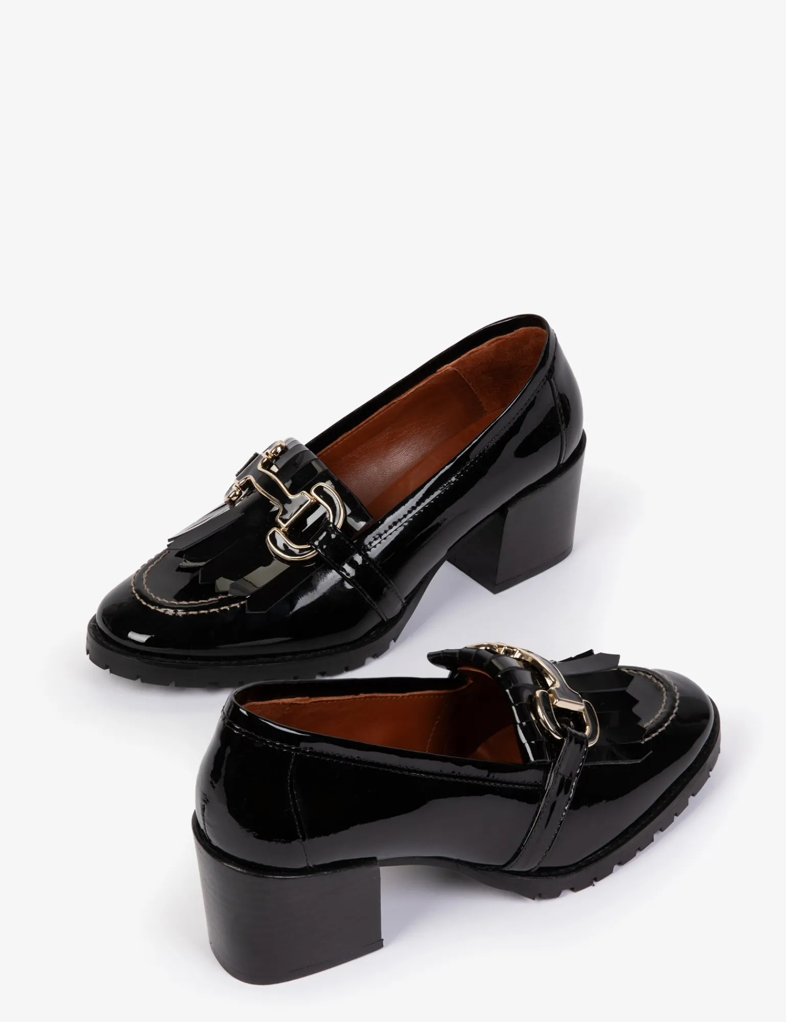 Penelope Chilvers Mid Monti Fringe Patent Loafer Black Hot