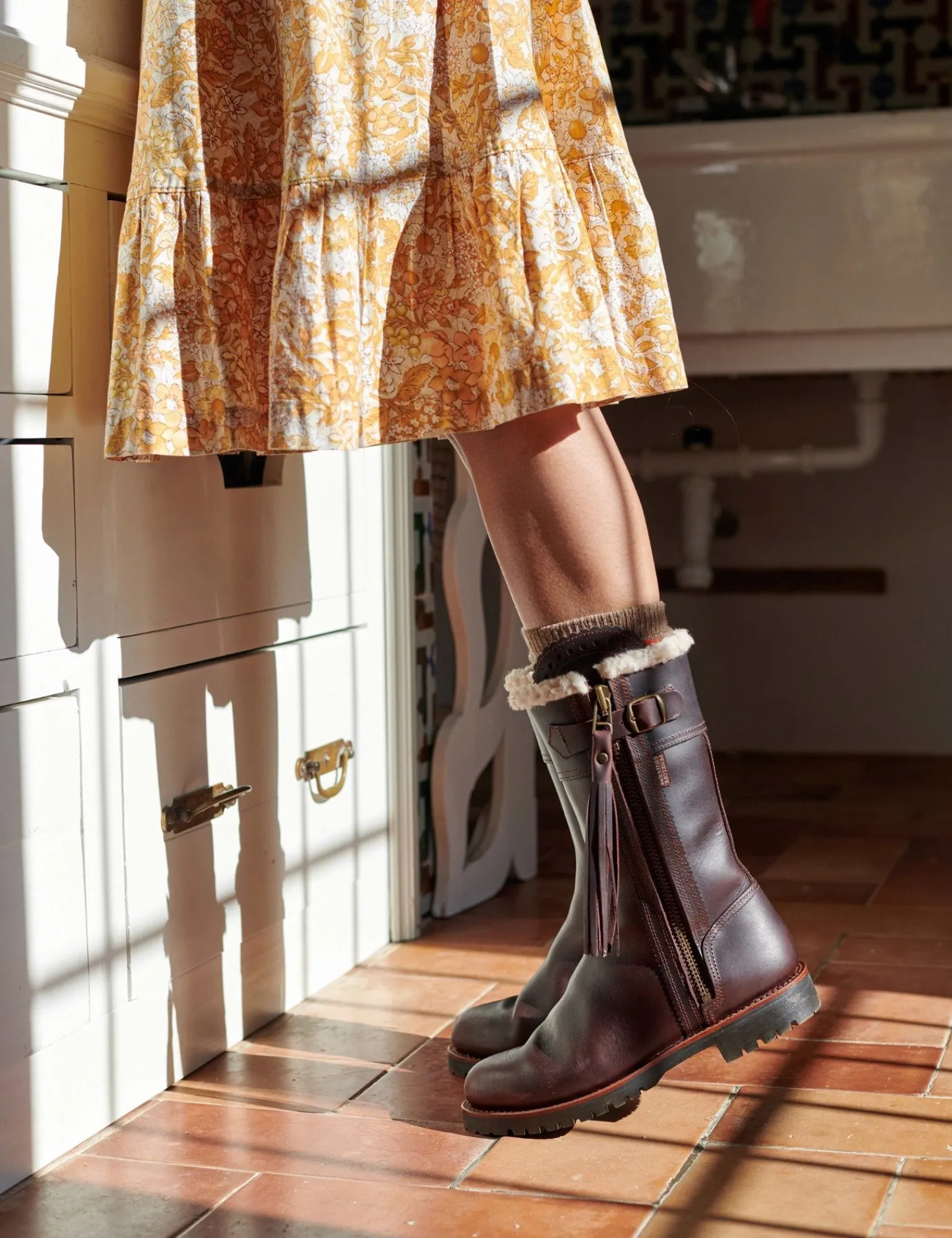 Penelope Chilvers Midcalf Lined Tassel Boot Conker Sale