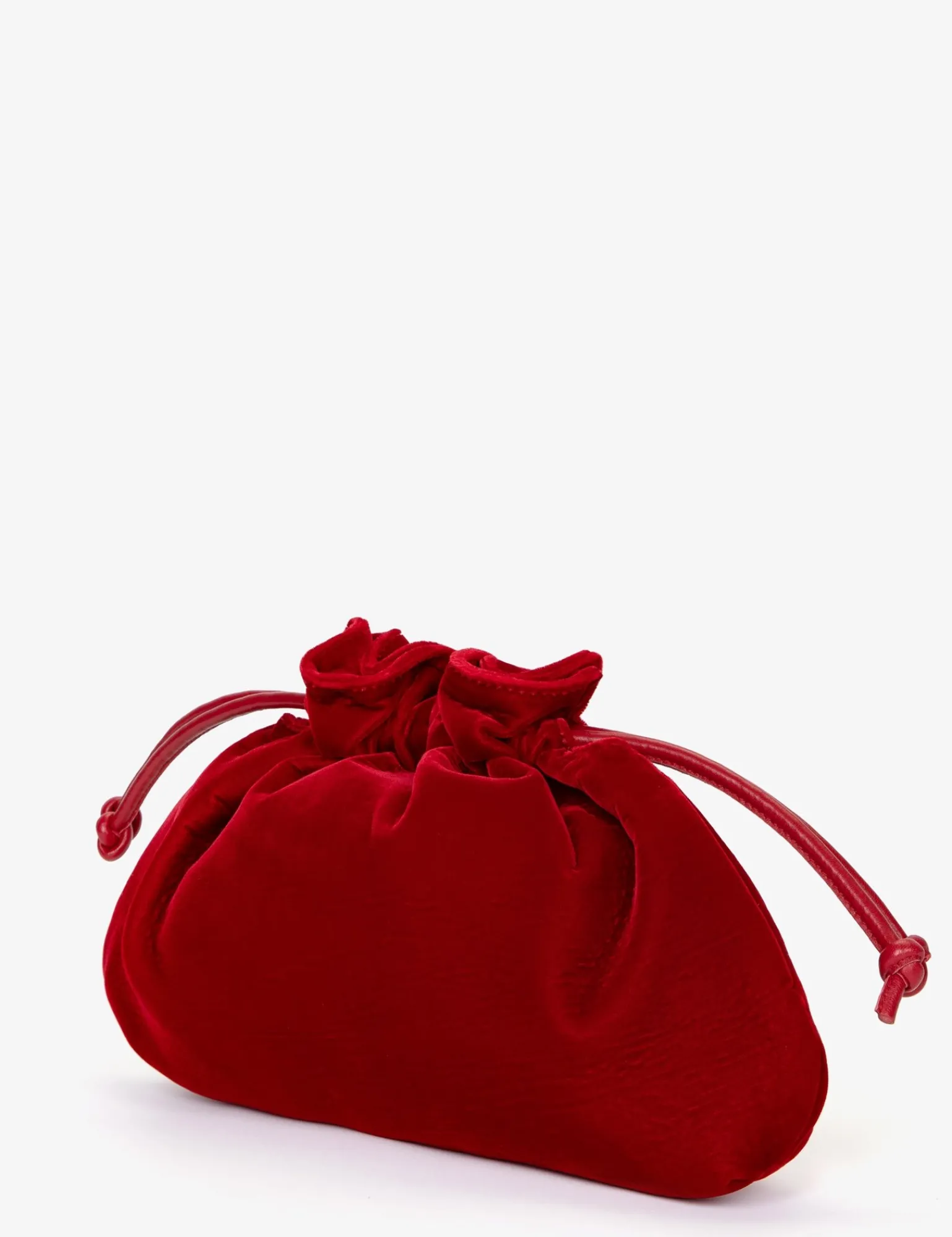 Penelope Chilvers Puffball Velvet Clutch Red Clearance
