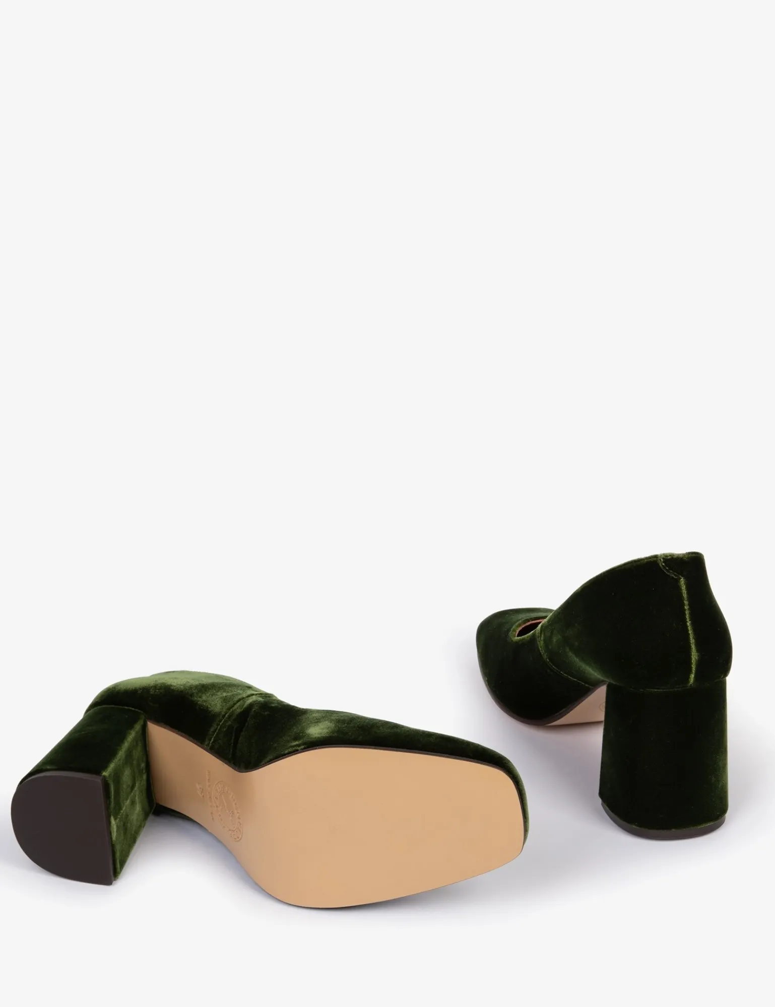 Penelope Chilvers Gamine Velvet Shoe Khaki New