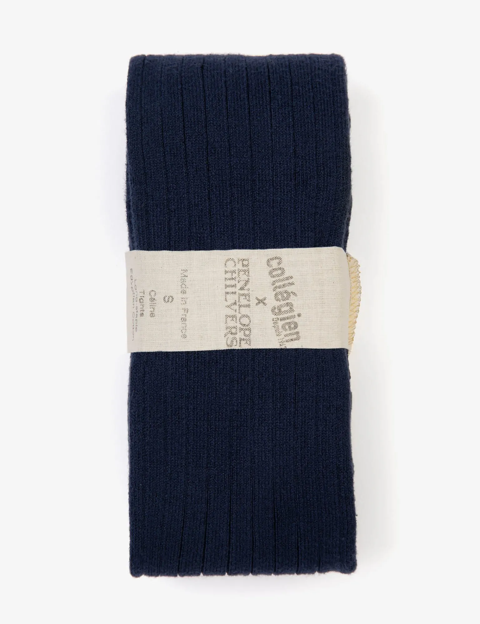 Penelope Chilvers Ribbed Egyptian Cotton Tights Navy Outlet
