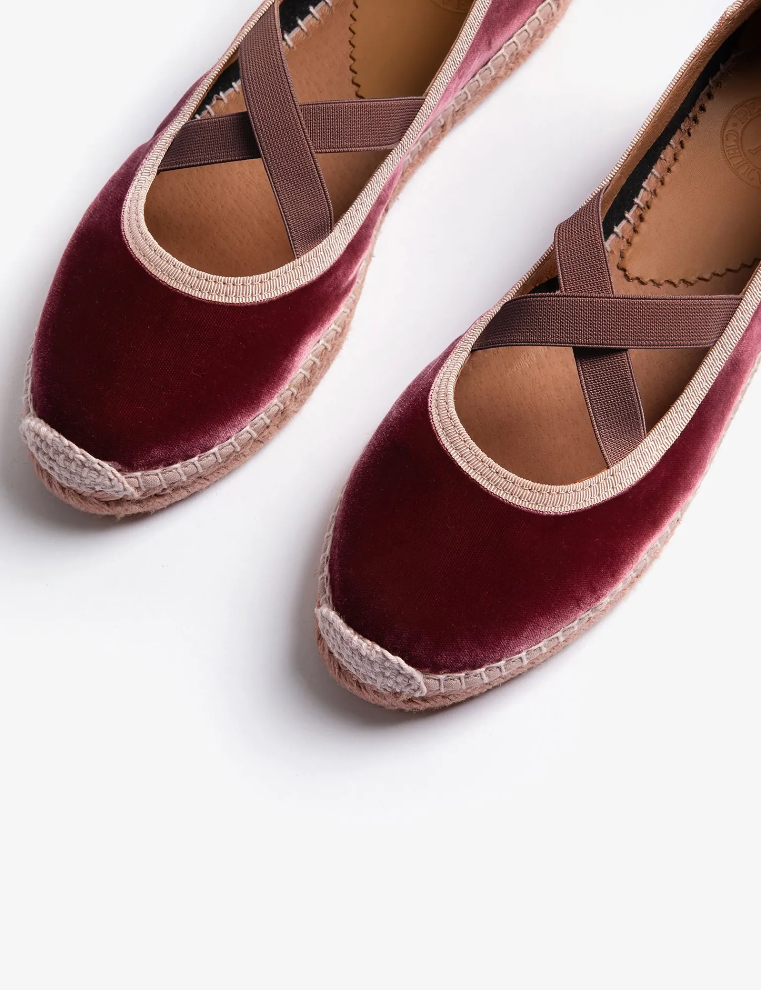 Penelope Chilvers Chico Velvet Espadrille Pink New