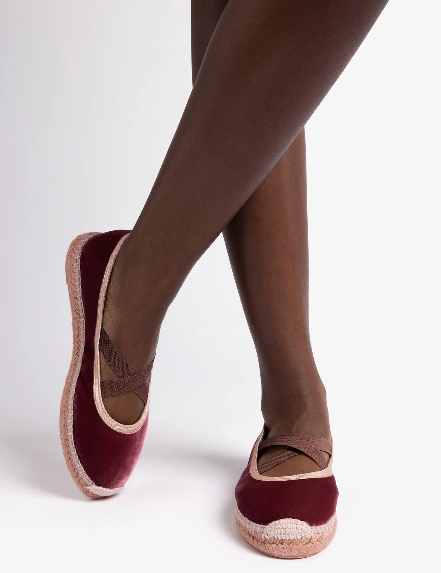 Penelope Chilvers Chico Velvet Espadrille Pink New